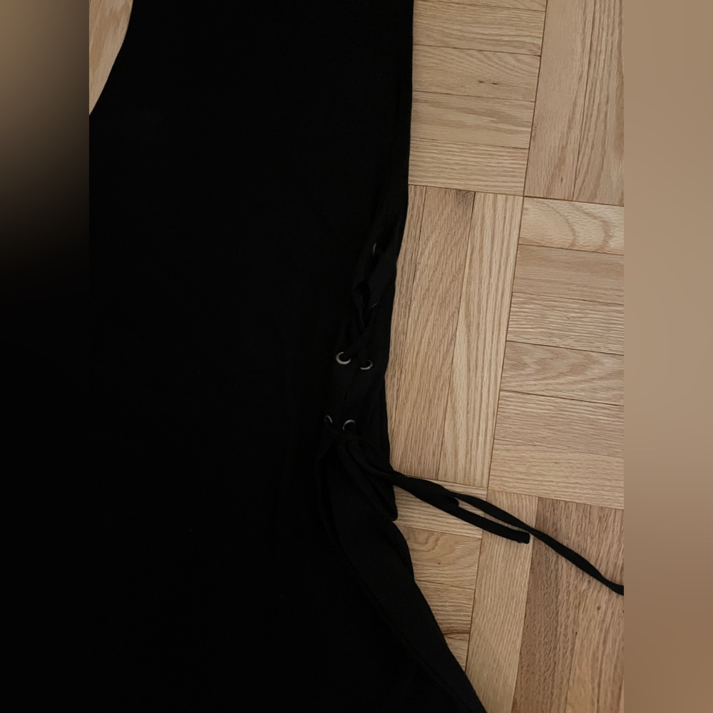 Black Tank Top with Side Ties - Picture 2 of 6